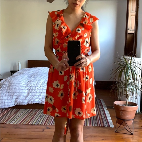 Zara Orange Floral Dress in XS - Picture 2 of 3